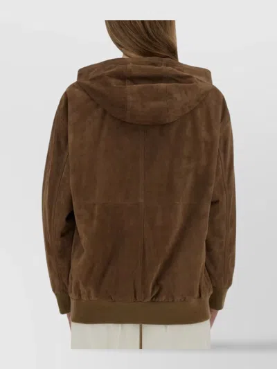 S Max Mara Leather Jacket In Brown
