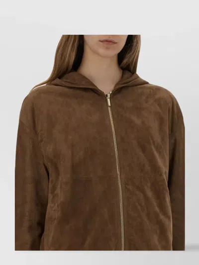 S Max Mara Leather Jacket In Brown