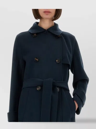 S Max Mara Virgin Wool Double-breasted Coat In Blue