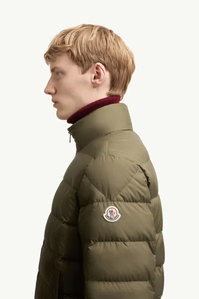 Moncler Men Baudinet Down Jacket With Logo Patch In Green