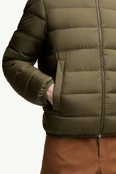 Moncler Men Baudinet Down Jacket With Logo Patch In Green