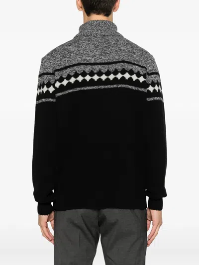 Ferrante Patterned Roll-neck Sweater In Black