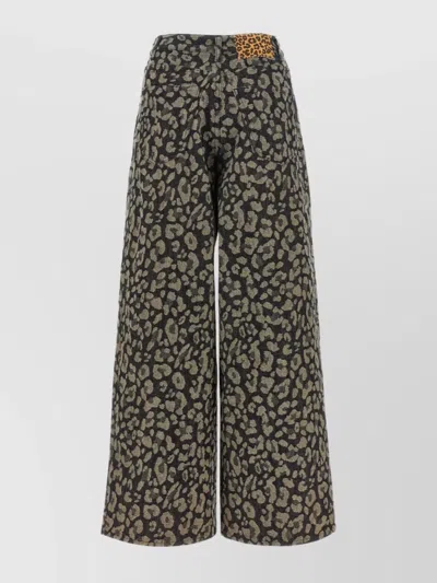 Alanui Seattle Jungle Wide Leg Jeans In Green