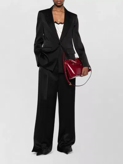 S Max Mara Single Breasted Silk Effect Tailored Jacket In Black