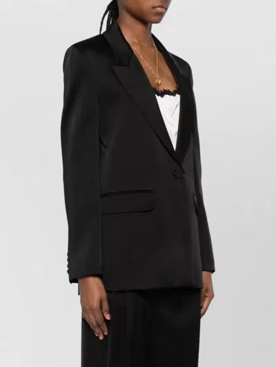S Max Mara Single Breasted Silk Effect Tailored Jacket In Black