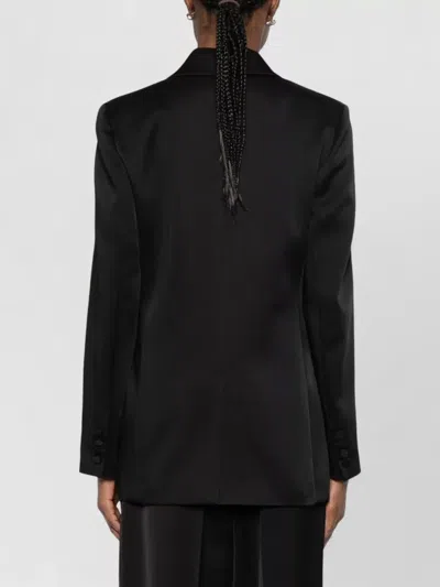S Max Mara Single Breasted Silk Effect Tailored Jacket In Black