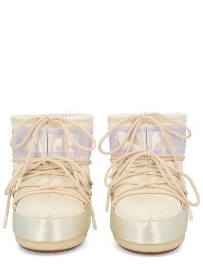 Moon Boot Ivory Polyester Boots In Gold