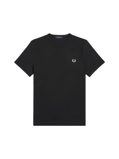 Fred Perry Black Cotton T-shirt In Black