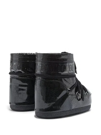 Moon Boot "icon" Low Glitter Boot In Black