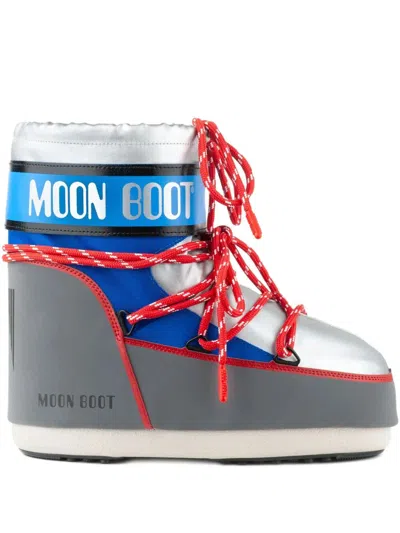 Moon Boot Grey Fabric Icon Low Space Racing Ankle Boots In Multi