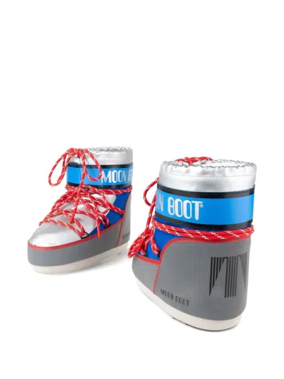 Moon Boot Grey Fabric Icon Low Space Racing Ankle Boots In Multi