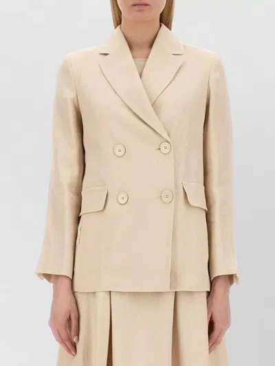S Max Mara Scrigno Jersey Double Breasted Jacket In Neutral