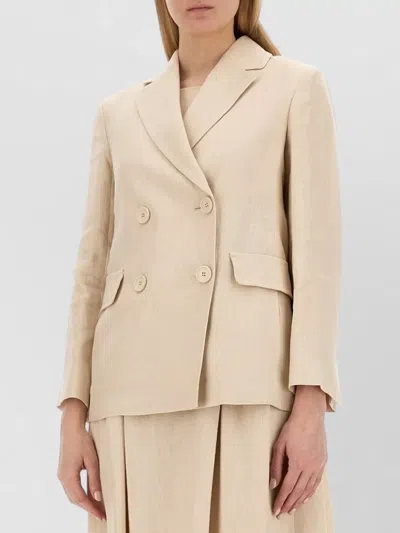 S Max Mara Scrigno Jersey Double Breasted Jacket In Neutral