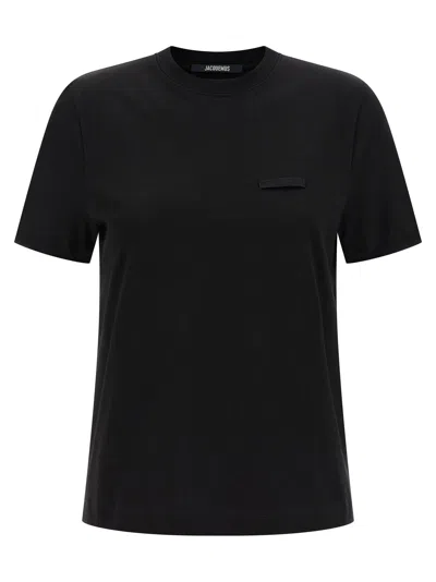 Jacquemus Womens Black Le T-shirt Grosgrain-logo Cotton-jersey T-shirt In Black