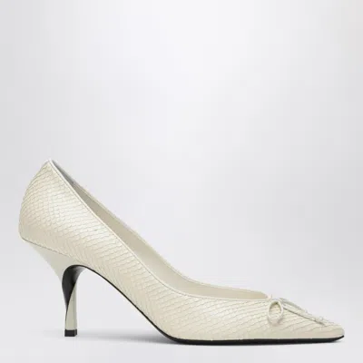 Jacquemus Tourni 80 Python-embossed Leather Pumps In White