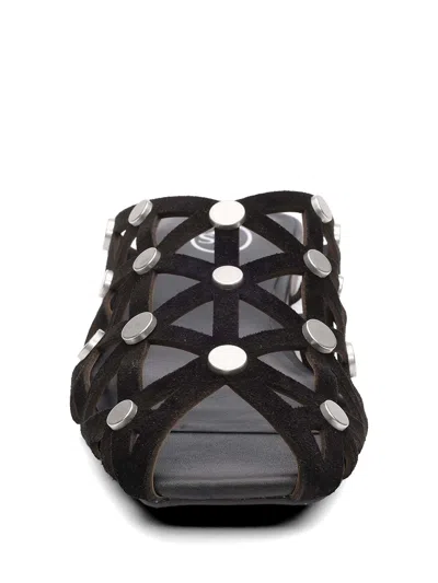 Ash Bone Stud-embellished Cut-out Sandals In Black