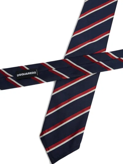 Dsquared2 White Blue Red Silk College In Multi