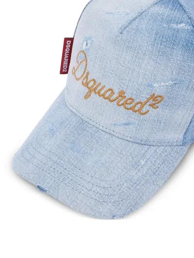Dsquared2 Denim Cotton Cap In Blue