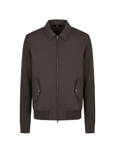 Herno Panelled Cardigan In Brown