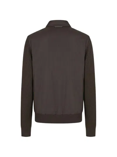 Herno Panelled Cardigan In Brown