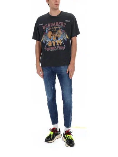 Dsquared2 Navy Blue Cotton Polyester Pants In Blue
