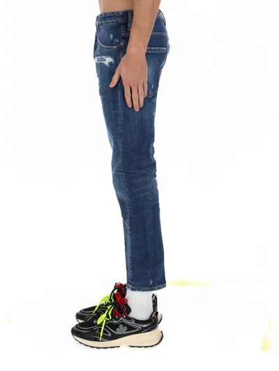 Dsquared2 Navy Blue Cotton Polyester Pants In Blue