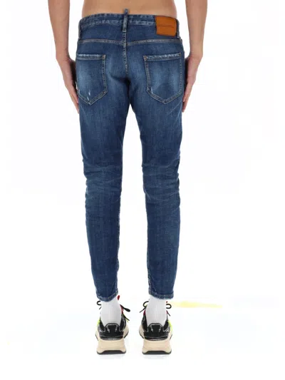 Dsquared2 Navy Blue Cotton Polyester Pants In Blue