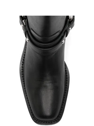 Rabanne Leather Buckle Snkle Boots In Black