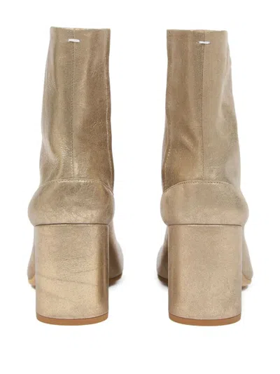 Maison Margiela 80mm Tabi Metallic Leather Split-toe Ankle Boots In Gold