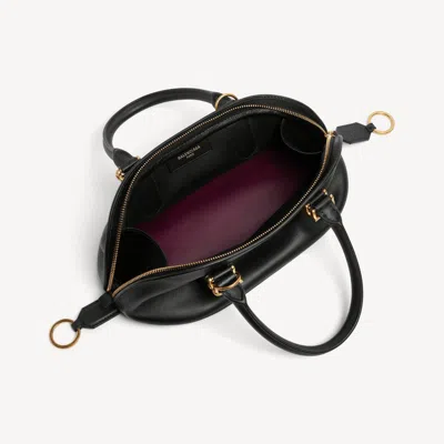Balenciaga Mini Leather Bolero B Logo Zip Fastening Top Handle With Ring Detail In Black