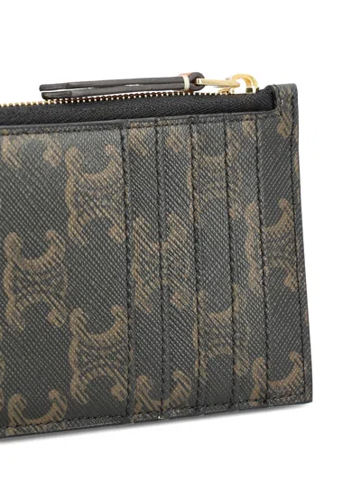 Celine Pattern Zip-fastening Wallet In Green