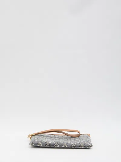 Celine Small Pouch With Strap In Blue