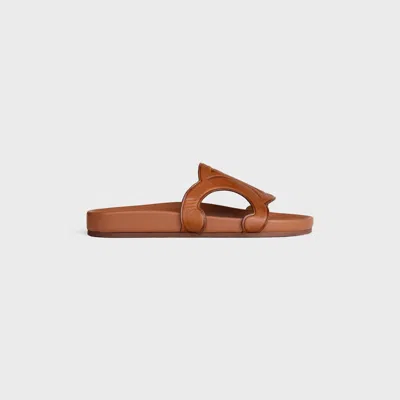 Celine Troimphe Leather Sandal In Brown
