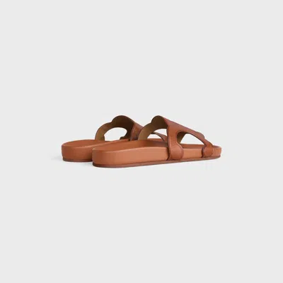 Celine Troimphe Leather Sandal In Brown