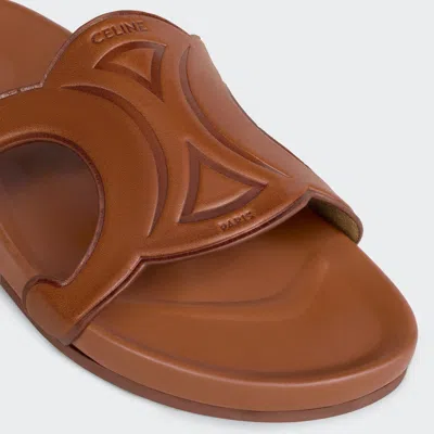 Celine Troimphe Leather Sandal In Brown