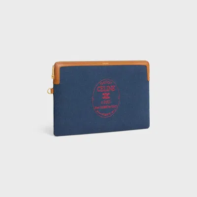 Celine Small Pouch With Strap In Blue