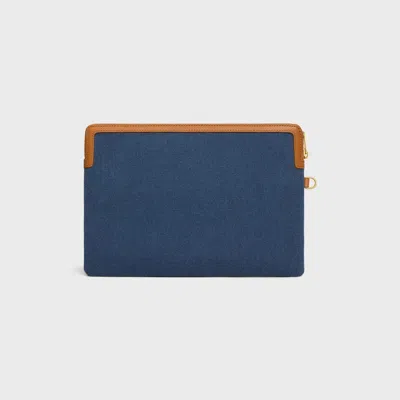 Celine Small Pouch With Strap In Blue