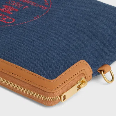 Celine Small Pouch With Strap In Blue