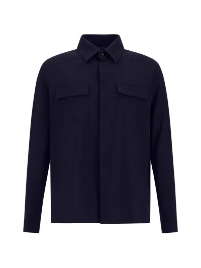 Herno Flap-pocket Shirt In Blue