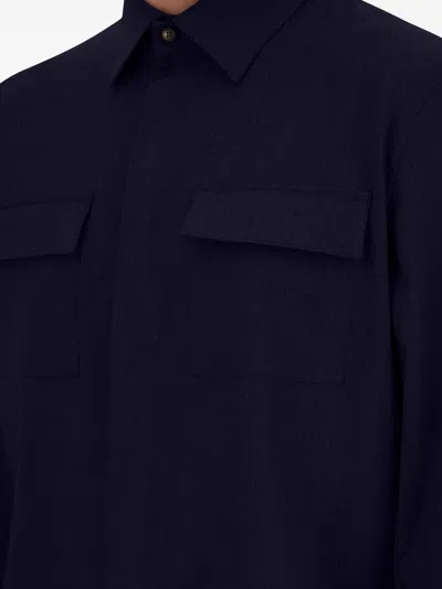 Herno Flap-pocket Shirt In Blue