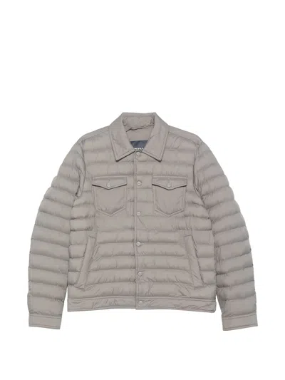 Herno Quilted Press-stud Jacket In Gray