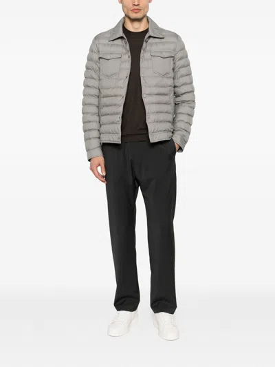 Herno Quilted Press-stud Jacket In Gray