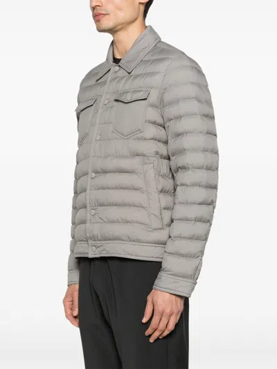 Herno Quilted Press-stud Jacket In Gray