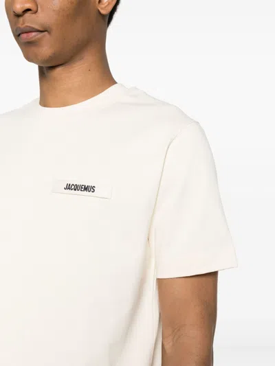 Jacquemus Relaxed Fit White T-shirt With Subtle Logo Patch In White