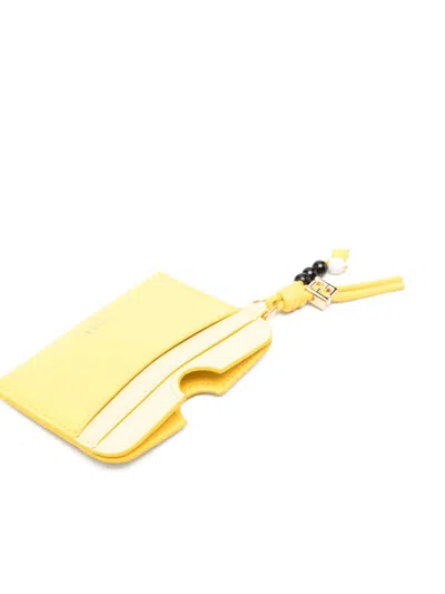 Fendi Mini Leather Wallet With Chic Design In Yellow