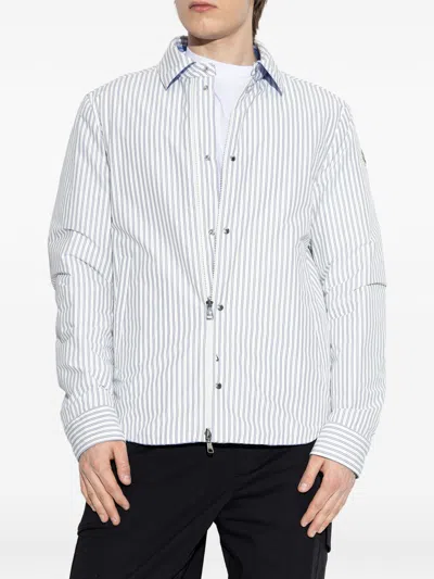 Moncler Cotton Blend Reversible Crescent Down Shirt In White