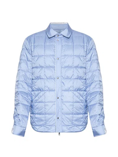 Moncler Cotton Blend Reversible Crescent Down Shirt In White