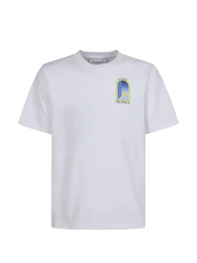 Casablanca Cotton Crew Neck Graphic Print T Shirt In White