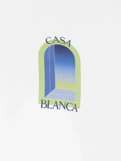 Casablanca Cotton Crew Neck Graphic Print T Shirt In White