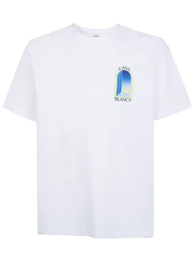 Casablanca Cotton Crew Neck Graphic Print T Shirt In White